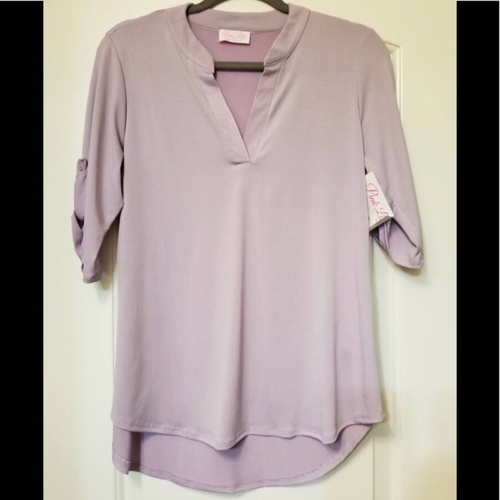 💜NWT Pink Lily lavender w/ 3/4 sleeves. Size M.💜